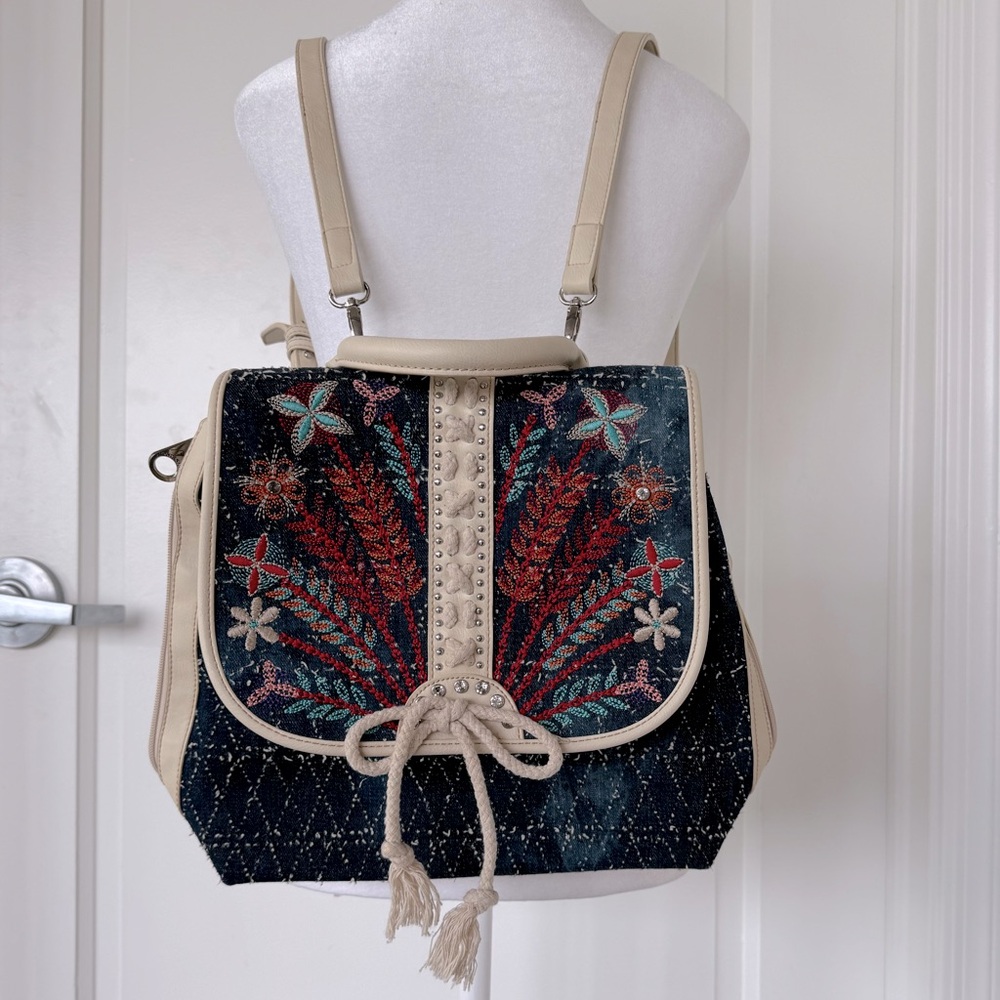 Montana West Embroidered West Collection Backpack - BEIGE